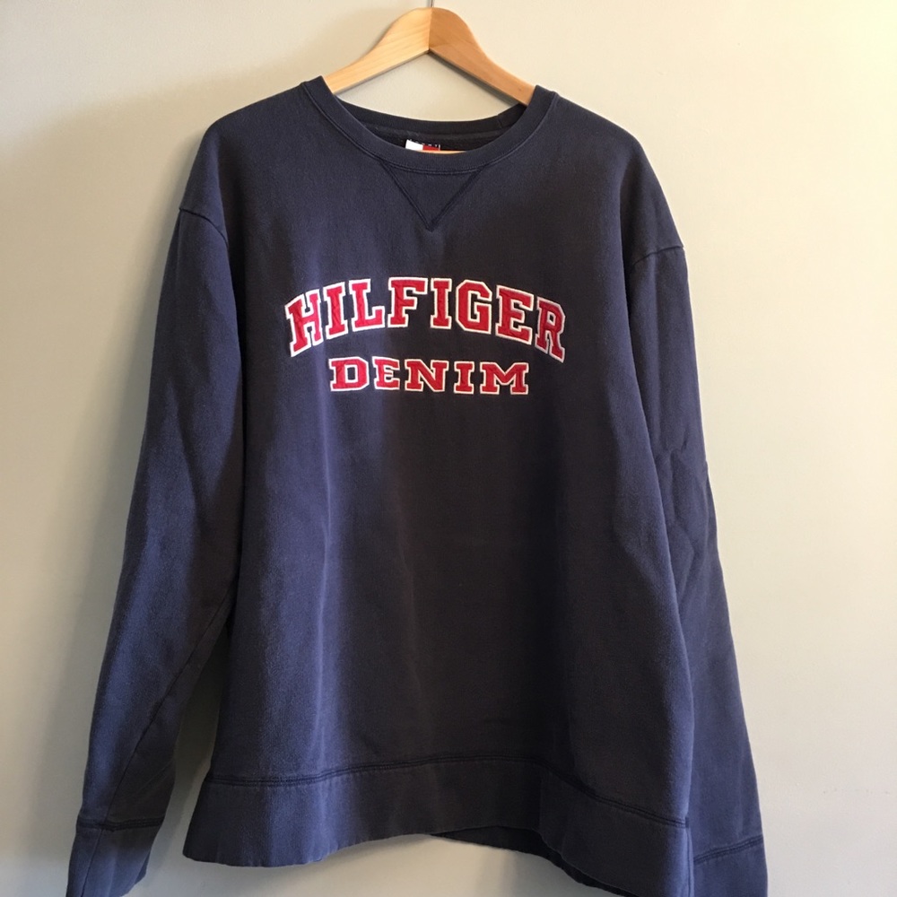 Vintage Tommy Hilfiger Navy Letter Sweatshirt XXL